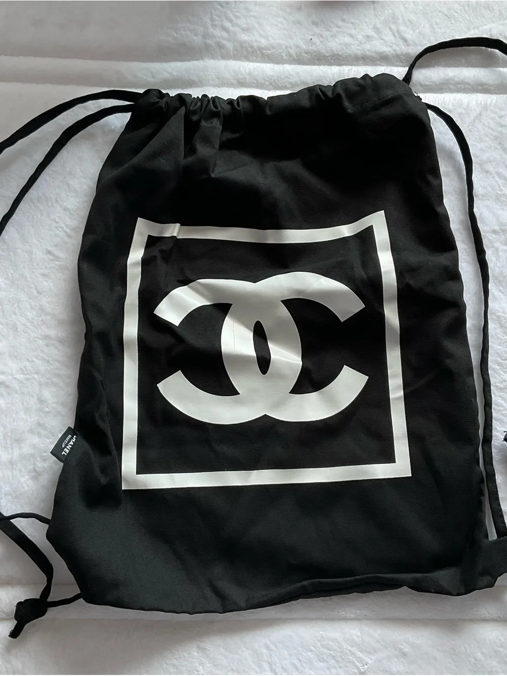 Chanel Beaute GWP Black Drawstring Logo Backpack